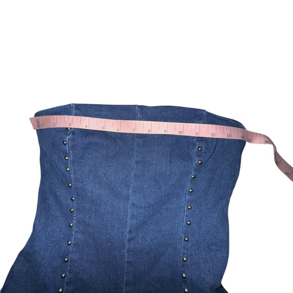 Edikted Fara Strapless Blue Jean Denim Mini Dress Size Medium - Picture 5 of 8